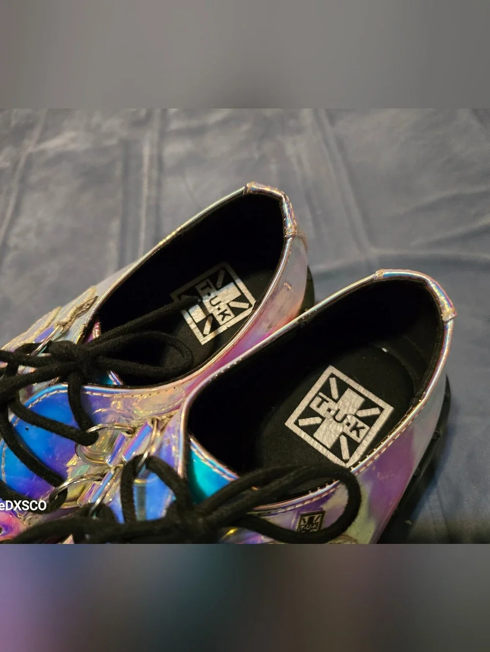 T.U.K Iridescent Holographic Purple-Blue Platform Creepers